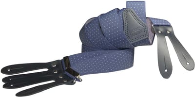 Pierre Mouton - Bretel - Volwassenen - Heren - Pin Point - Bretel - met Leertjes - Blauw met roze - 120cm - 35mm - M - L