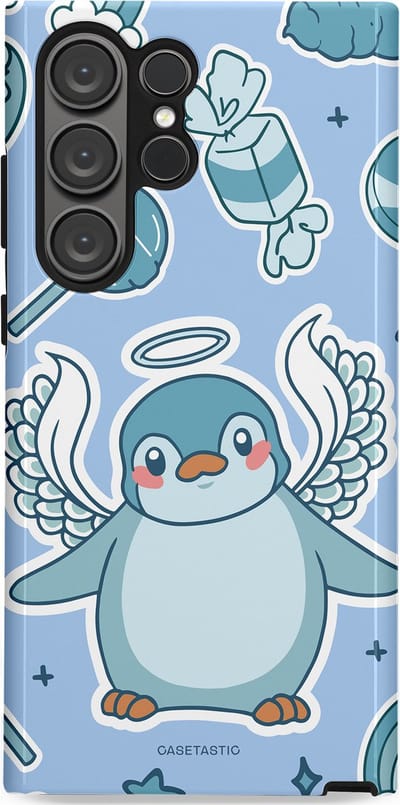 Casetastic Hoesje Geschikt voor Samsung S23 Ultra - Stijlvolle Beschermende Duo-layer Case - Pinguin vleugels