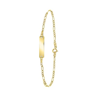 Lucardi Dames Plaatarmband figaro - 9 karaat - Armband - Cadeau - 18 cm - Geelgoud