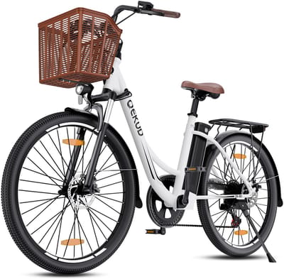 Qekud Elektrische Fiets - 26 Inch E-bike - 36V 13Ah Uitneembare Accu - Actieradius 80 km - Shimano 7 Versnellingen - Schijfremmen - Verlichting- Ideaal voor Woon-werkverkeer