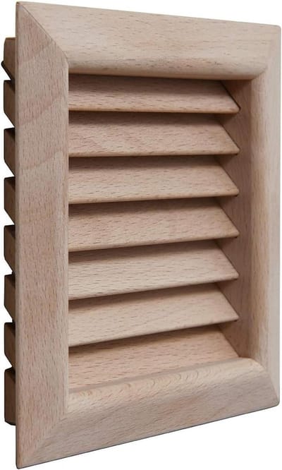 Ventilatierooster Beuken - Inbouwrooster Vierkant - Luchtcirculatie Verbeteren - Essentie Beuken Hout - 112x112mm - Natuurlijk Hout