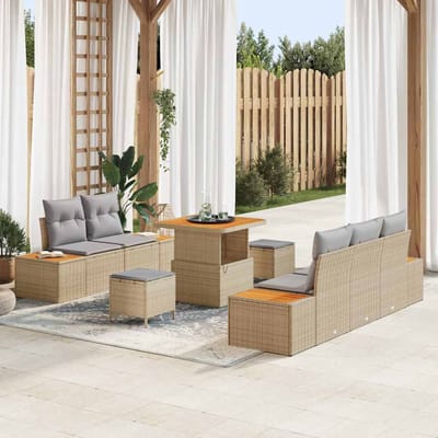vidaXL - Tuinbank - Set - 8 - st - 7-Aantal - zitplaatsen - Beige - en - Lichtgrijs