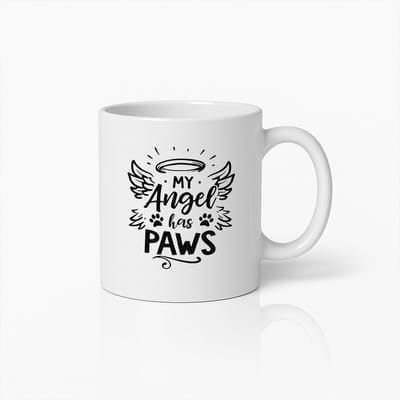 My Angel Has Paws Mok – Herinneringsmok voor Huisdieren, Ontroerend Cadeau voor Honden- en Kattenliefhebbers