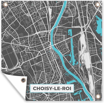 Tuin poster Stadskaart - Frankrijk - Kaart - Plattegrond - Coisy-le-Roi - 200x200 cm - Tuindoek