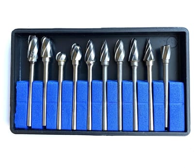 Frezensets – Set van 10 frezen – Mini frezenset van Wolfaamcarbide ø 3,00 x 6,00 C mm – Multitool accessoiresset geschikt voor Dremel multitools