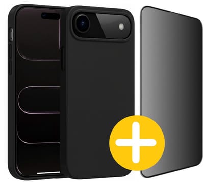 Hoesje en Privacy Screenprotector Combi Geschikt Voor iPhone AIR - Zwart Hoesje + Privacy Glas