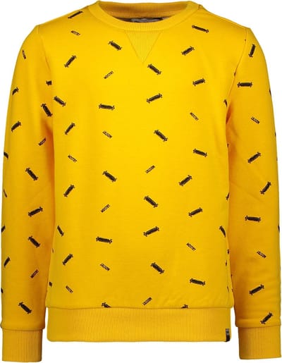 Moodstreet Jongens Sweater ronde hals met allover bedrukking - Dark Yellow - Maat 98/104