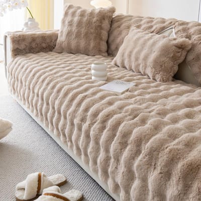 imitatie konijn lang pluche bankkussen voor winterwarmte, verdikt pluche, delicaat en zacht. Huisdieren houden van antislip beschermi Pillow Case45X45cm gray