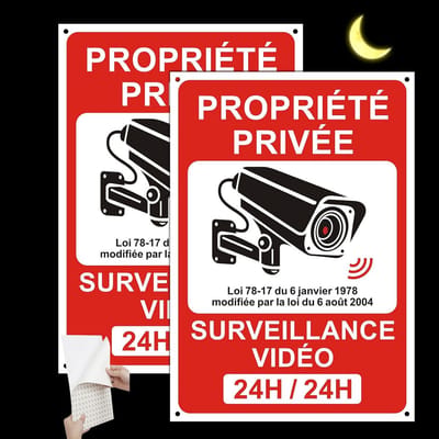 Reflecterend Videobewakingsbord voor Binnen en Buiten - 21 x 30 cm - PVC - Met Voorgeboorde Gaten