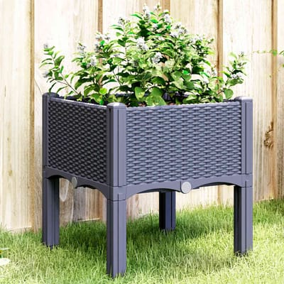 vidaXL - Plantenbak - met - poten - 40x40x42 - cm - polypropeen - blauwgrijs
