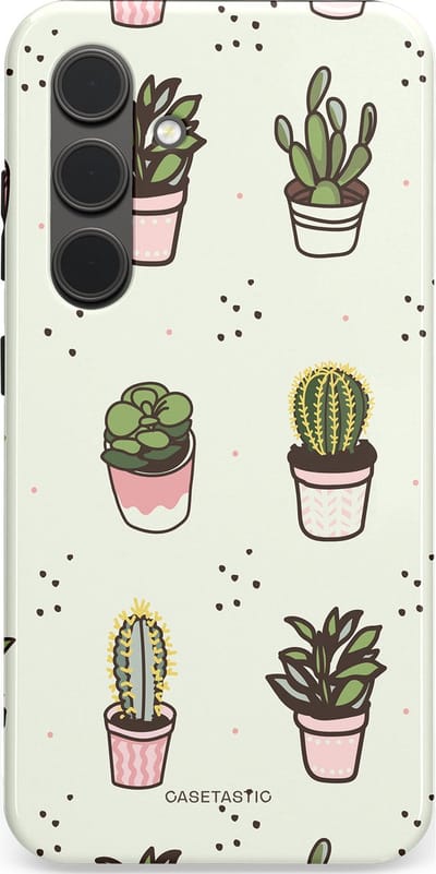 Casetastic Hoesje Geschikt voor Samsung S24 - Stijlvolle Beschermende Duo-layer Case - Familie Cactus