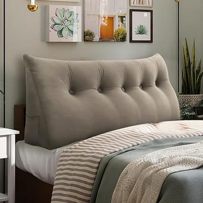 Groot Driehoekig Kussen voor Bed, Hoog Rugleuning Kussen voor TV Kijken en Lezen, Verkrijgbaar in Diverse Maten, Lichtbruin, 120 cm