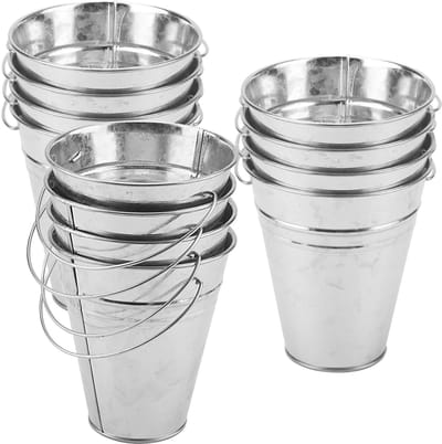 Mini-metalen emmers voor feesten en tuinplanten - Set van 12