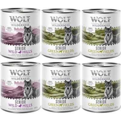 Wolf of Wilderness Senior 6 x 800 g - Mixpakket: Lam & Kip, Eend & Kalf