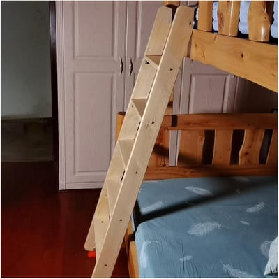 Houten Dubbele Ladder - Stapelbed Klimrek - Veilig Bed Bereiken - Extra Brede Sporten - 120 cm Hoog - Houtkleur