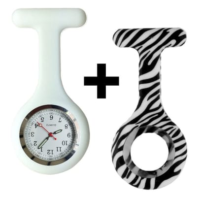 Fako - Verpleegstershorloge - Zusterhorloge - Verpleegster Horloge - Siliconen Duo - Zebra Wit