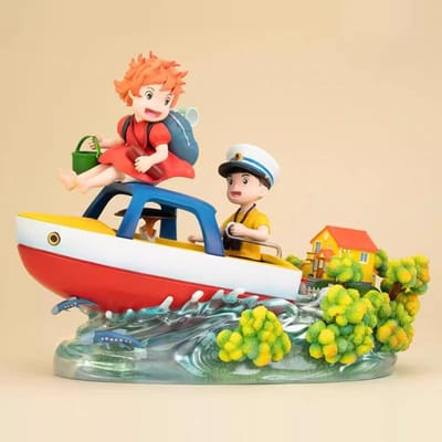 Hayao Miyazaki Anime Figuur Ponyo Sosuke Verzamelfiguur Trendy Speelgoed Bureau Auto Computer Case Decoratief Ornament Anime Merchandise white