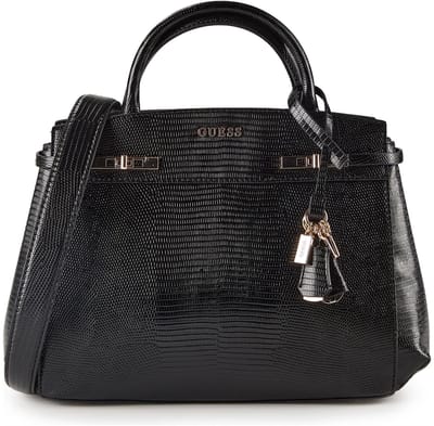 GUESS handtas schoudertas Melinda Triple Compartment Satchel Black zwart
