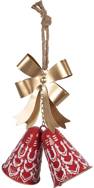 Clayre & Eef Kersthanger Bel 26x10x29 cm Rood Metaal