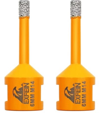 Diamanttegelboor 6 mm - 2 stuks, boorkroon met schroefdraad M14 voor droog boren