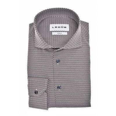 Ledûb Overhemd Fine Allover Pattern Cotton Stretch Donker Rood / male