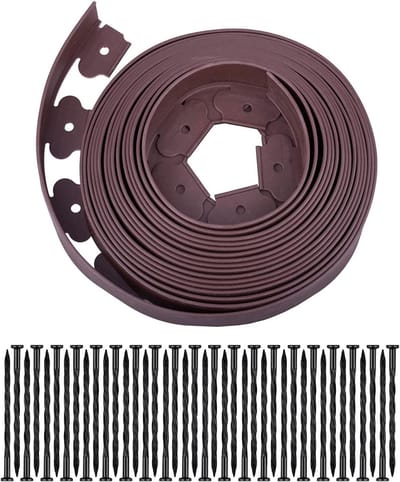 No Count Landscape Edging, 40 Feet Landscape Edge with 36 Poles Suitable for Lawn, Flower Garden, Grass, The Garden, Lawn Edge Brown, 40 FT)