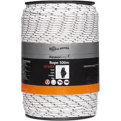 Gallagher PowerLine Cord Wit (500m) - Voor langdurige stroomgeleiding in grote installaties