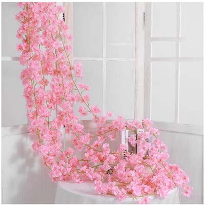 Kunstbloem Rotan Enkel 1,8m 135 stuks Bloemenhoofd Levendig Decoratief Zijde Plastic Hangend Nep lichtroze kleur