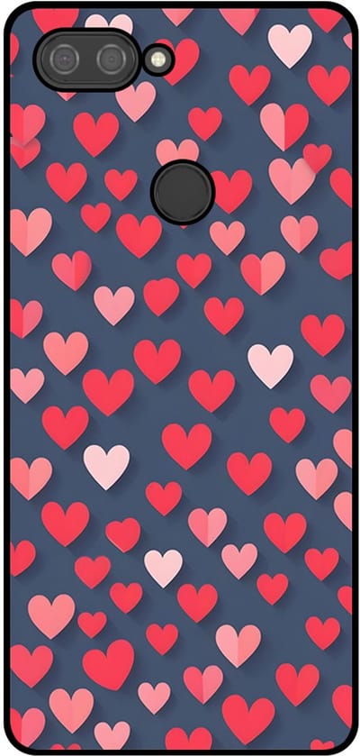 Smartphonica Telefoonhoesje Geschikt voor Xiaomi Mi 8 Lite met Roze en Rode Hartjes Opdruk - TPU Backcover Case With Rosé and Red Heart Design geschikt voor Xiaomi Mi 8 Lite