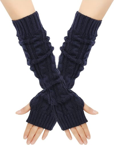 Nivard Armwarmers - Polswarmers - Armwarmers Dames - Duimopening - Wol - Armstukken - Marine Blauw