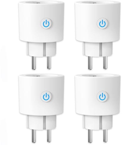 4 stuks smart Plug 16A 3680W met Energiemeter,Slimme Stekker Compatibel met Alexa/Google Home, Voice Control, App Tuya/Smart Life, Wifi 2.4 GHz, Geen bridge benodigd