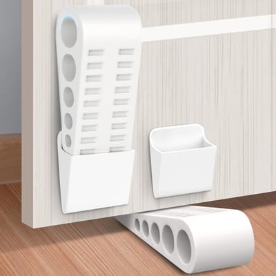 Deurstopper voor de onderkant van de deur - 2 stuk rubberen veiligheidswig, stapelbaar, zwaar uitgevoerd, met houder voor thuis, kantoor, klaslokaal, op tapijt, beton, linoleum en hout. Ideaal als housewarmingcadeau of nieuw huis, wit