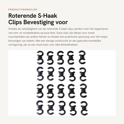 Dailygoods- Haak 20 Stuks - Roterende S-Haak Clips - Bevestiging Houder - Fiets Kabel Organisatie - Lichtgewicht Kunststof - Geschikt voor 4mm/5mm Behuizing - Fietskabelclips