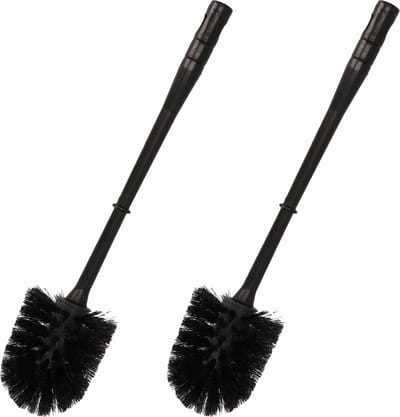 Plasticforte Wc/toiletborstel zwart - 2x stuks - 34 cm - kunststof - Toilet/badkameraccessoires wc-borstel