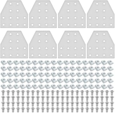 Dailygoods- Hoekbeugel 2040 T - 8 Stuks - Verbindingsplaat - T-sleuf Accessoires - Moeren en Schroeven - Geschikt voor 3D-printerframe - Verbindingselement