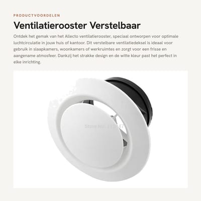 Dailygoods- Ventilatierooster wit 125 mm - Ventilatierooster afsluitbaar - ABS-kunststof - Verstelbaar - Insectenhor - Eenvoudige installatie - Ventilatieventiel