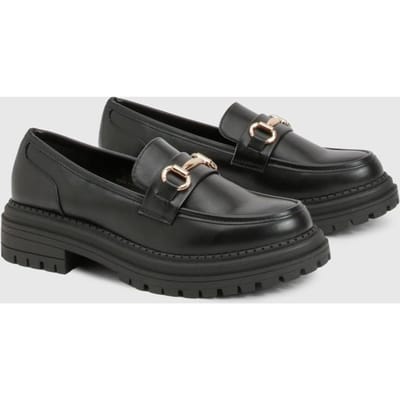 boohoo Dames Chunky Ketting Loafers | Black | Maat: 8