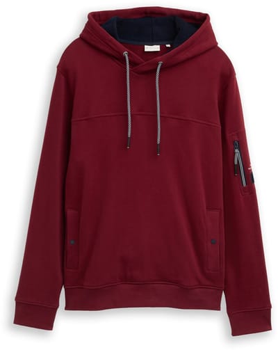 Tom Tailor - Hoodie sweatshirt met zakken - Maat S - Cabarnet Bordeaux Red