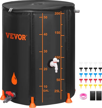 Regenton - Regenwaterton - Regentank - 379L - Opvouwbaar - 1000D PVC-Materiaal - met Afvoerventiel en Kraan - voor Gebruik Buitenshuis