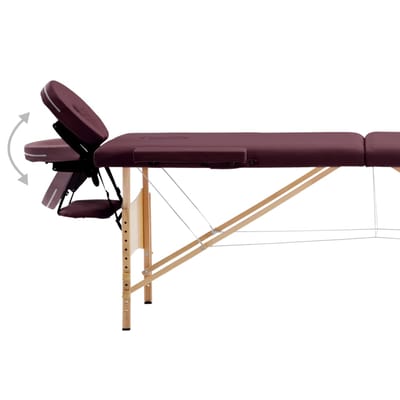 vidaXL - Massagetafel - inklapbaar - 2 - zones - hout - wijnpaars