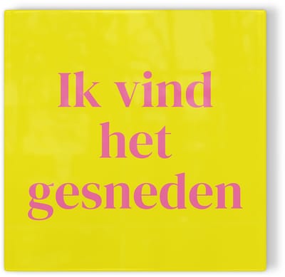 Tegeltje Haarlem Ik vind het gesneden - geel roze - tegeltje stad - tegeltje met tekst