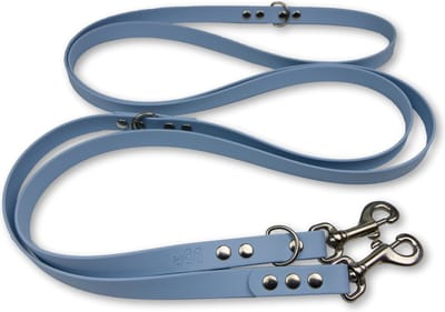 Miqdi - verstelbare, handsfree hondenriem van BioThane ® - 3 meter lang - pastel blauw - L - voor grote honden