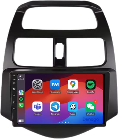 CarPlay autoradio geschikt voor Chevrolet Spark | 2009 t/m 2015 | Android 13 | Draadloos Apple CarPlay & Android Auto | 2GB + 32GB | QuadCore processor | Denago DNG-A24 | 2025 model | 2009 2010 2011 2012 2013 2014 2015 | Bluetooth & Wifi
