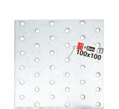 LUN FIX - Flachverbinder 100 x 100 x 2mm - 1 stuk - perforatieplaat - verbindingsplaat - connector - houtverbinder - verzinkt