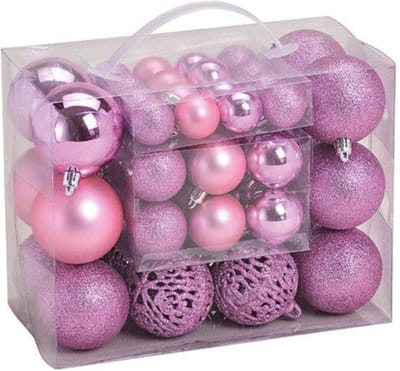 G. Wurm Kerstballen - set 50x st - roze - mix 3, 4 en 6 cm - kunststof - pakket - kerstversiering