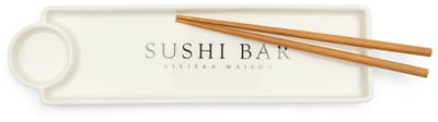 Riviera Maison Sushi bord rechthoek Wit - Sushi Suhi servies incl chopsticks - Porselein