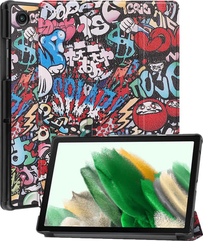 Hoes - Geschikt voor Samsung Galaxy Tab A8 - Dun & Stevig - Trifold Bookcase - Hard Cover - Hardcover Book Case - Tablet Hoesje - Graffity