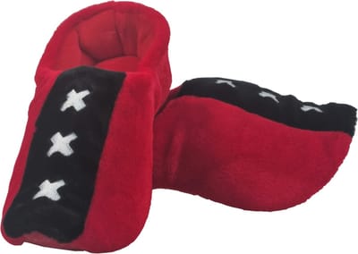 Elcee-Haly – Klomp sloffen – Rood / Zwarte Pantoffelklomp met Amsterdamse vlag – Warme sloffen – Rood / Zwart – Maat 28/29/30