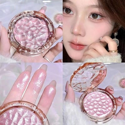 Hoogglans Glitter Highlight Contour Palette Natuurlijke Glans Contour Fleuren Gezichtsmake-up Cosmetica roze