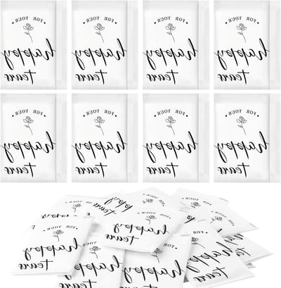 Happy Tears Tissues - Bruiloft Zakdoekjes - Bruiloftsgasten Verrassen - Individuele Verpakkingen - 60 Stuks - Wit